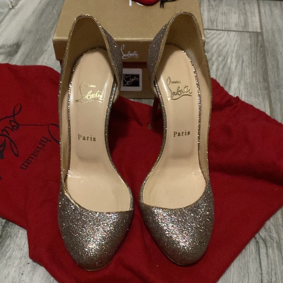 Christian Louboutin Helmour 100 Glitter Mini Pumps Multicolor Size 38 - Picture 6 of 8